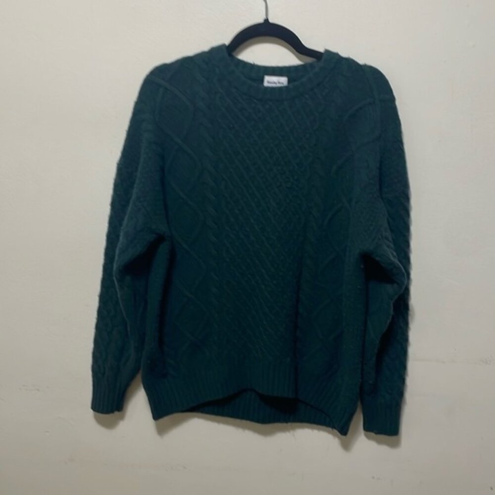 Aritzia sunday best PEGGY chunky cable knit oversized green sweater size 2xs